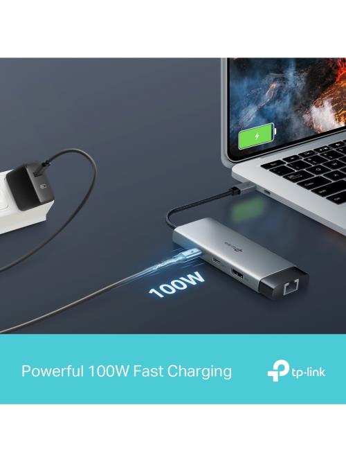 TP-LINK UH6120C TYPE-C 6 Port Portatif Hub 1×USB-C, 1×HDMI 4K, 1×USB-C PD 100W, 1×RJ45, 2×USB-A 3.0, 1×USB-C 3.0